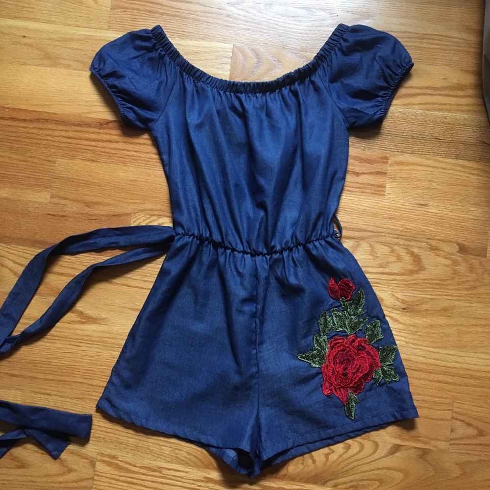 Dark Blue Jean Romper